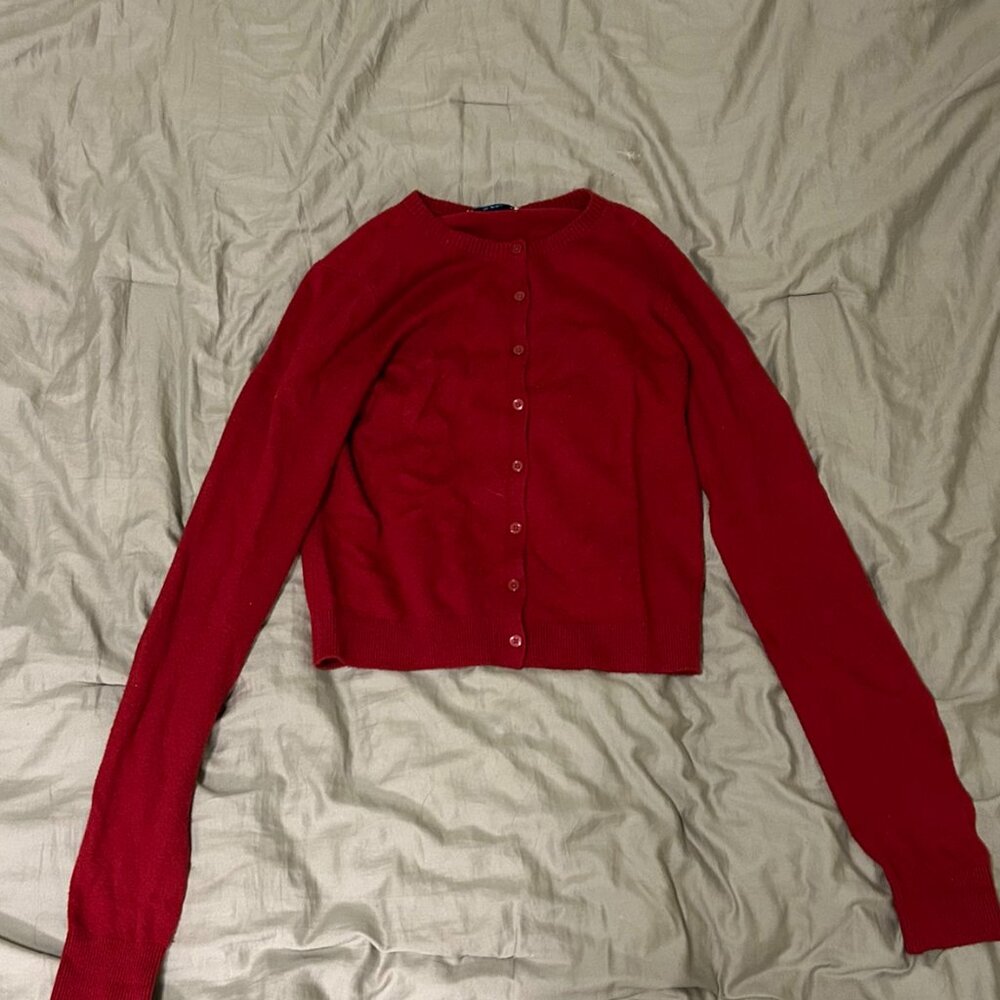 Old Navy Cotton Blend Red Cardigan in Small-TALL